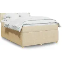 vidaXL Lit boxspring avec matelas Crème 160x200 cm Tissu