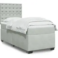 vidaXL Lit boxspring avec matelas gris clair 100x200 cm velours