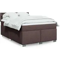 vidaXL Lit boxspring avec matelas brun foncé 140x190 cm Tissu