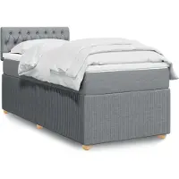 vidaXL Lit boxspring avec matelas gris clair 90x200 cm Tissu