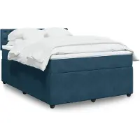 vidaXL Lit boxspring avec matelas bleu 140x190 cm velours