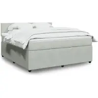 vidaXL Lit boxspring avec matelas gris clair 180x200 cm velours