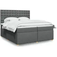 vidaXL Lit boxspring avec matelas gris foncé 200x200 cm Tissu