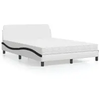 vidaXL Lit avec matelas "Dover" blanc et noir 120x200 cm simili-cuir