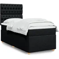 vidaXL Lit boxspring avec matelas noir 90x200 cm Tissu
