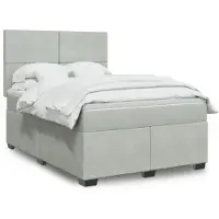 vidaXL Lit boxspring avec matelas gris clair 160x200 cm velours