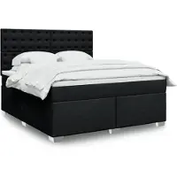 vidaXL Lit boxspring avec matelas noir 180x200 cm Tissu