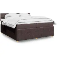 vidaXL Lit boxspring avec matelas brun foncé 200x200 cm Tissu