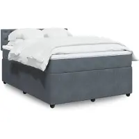 vidaXL Lit boxspring avec matelas gris foncé 140x200 cm velours