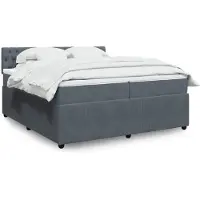 vidaXL Lit boxspring avec matelas gris foncé 200x200 cm velours