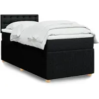 vidaXL Lit boxspring avec matelas noir 90x190 cm Tissu