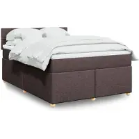 vidaXL Lit boxspring avec matelas brun foncé 140x190 cm Tissu