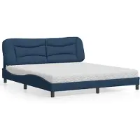vidaXL Lit avec matelas "Hvar" bleu 180x200 cm Tissu