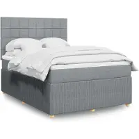 vidaXL Lit boxspring avec matelas gris clair 140x200 cm Tissu