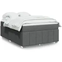 vidaXL Lit boxspring avec matelas gris foncé 160x200 cm Tissu