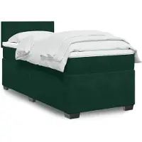 vidaXL Lit boxspring avec matelas vert foncé 100x200 cm velours