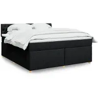 vidaXL Lit boxspring avec matelas noir 180x200 cm Tissu