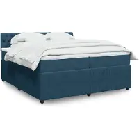 vidaXL Lit boxspring avec matelas bleu 200x200 cm velours