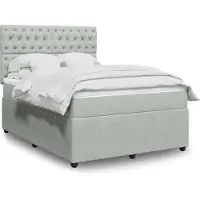 vidaXL Lit boxspring avec matelas gris clair 140x190 cm velours