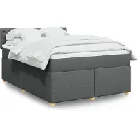 vidaXL Lit boxspring avec matelas gris foncé 140x200 cm Tissu