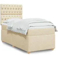 vidaXL Lit boxspring avec matelas Crème 100x200 cm Tissu