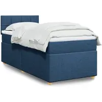 vidaXL Lit boxspring avec matelas bleu 90x190 cm Tissu