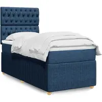 vidaXL Lit boxspring avec matelas bleu 100x200 cm Tissu
