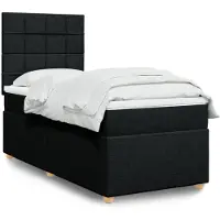 vidaXL Lit boxspring avec matelas noir 100x200 cm tissu