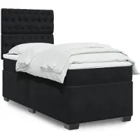 vidaXL Lit boxspring avec matelas noir 90x190 cm velours
