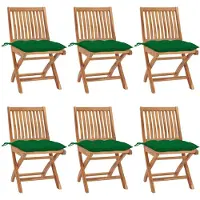 vidaXL Chaises de jardin pliantes avec coussins 6 pcs. Bois massif teck