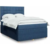 vidaXL Lit boxspring avec matelas bleu 140x200 cm Tissu