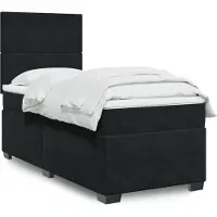 vidaXL Lit boxspring avec matelas noir 90x190 cm velours