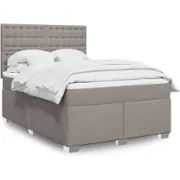 vidaXL Lit boxspring avec matelas Taupe 140x190 cm Tissu