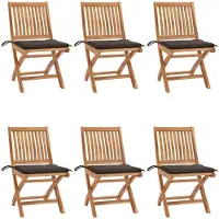 vidaXL Chaises de jardin pliantes avec coussins 6 pcs. Bois massif teck
