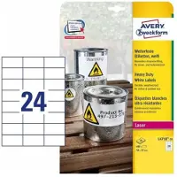 Avery-Zweckform Étiquettes polyéthylène , résistant aux intempéries, pour usage intérieur et extérieur, 70 x 37 mm