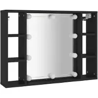 vidaXL Armoire de toilette avec LED noir 76x15x55 cm