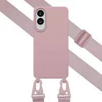 Selencia Coque silicone avec cordon amovible pour Samsung Galaxy S25 Edge - Sand Pink