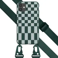 Selencia Coque design en silicone avec cordon amovible pour Apple iPhone 11 - Irregular Check Green