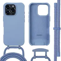 IMoshion Coque arrière Color avec cordon amovible et MagSafe pour Apple iPhone 16 Pro - Ash Blue