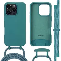 IMoshion Coque arrière Color avec cordon amovible et MagSafe pour Apple iPhone 16 Pro Max - Vert foncé