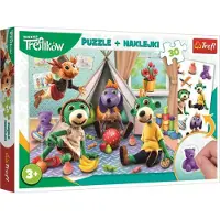 Trefl PUZZLE 30 + autocollants Famille Treflik 90989