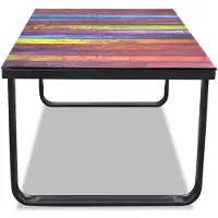 vidaXL Table basse avec motif arc-en-ciel Plateau en verre