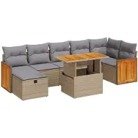 vidaXL Ensemble de salon de jardin 5 pièces avec coussins Beige Poly Rattan