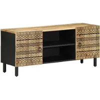 vidaXL Armoire TV noire 105x33,5x46 cm Bois de manguier brut