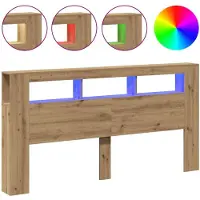 vidaXL Tête de lit LED Chêne Artisan 200x18,5x103,5 cm Bois composite