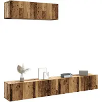vidaXL Armoires murales TV 3 pcs. Aspect vieux bois 100x30x30 cm Matériau dérivé du bois