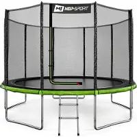Hop-Sport Trampoline de Jardin pour enfants 366 cm (12ft), Kit complet avec Filet de Sécurité Extérieur, Échelle, Robuste et Stable Max. 150 kg