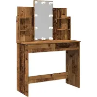 vidaXL Coiffeuse avec lampes LED imitation vieux bois 96x40x142 cm