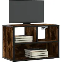 vidaXL Armoire TV chêne fumé 60x31x39,5 cm Bois composite et métal