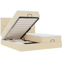vidaXL Ottoman-lit avec matelas & LEDs Crème 180x200 cm Tissu